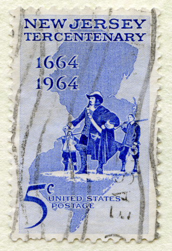 Postmarked stamp celebrating New Jersey 1664-1964.  USA 5 cents.