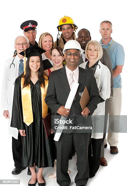 Profesiones Foto de stock y más banco de imágenes de Maestro - Maestro, Fondo blanco, Grupo de personas