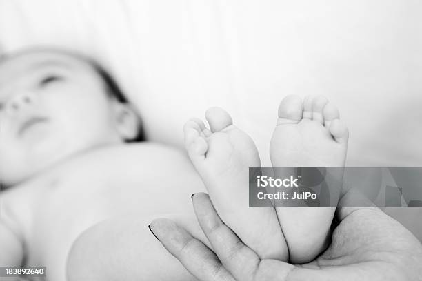 Baby Stock Photo - Download Image Now - Baby - Human Age, Barefoot, Black And White