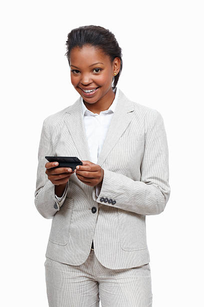 istock Business woman reading a text message on cellphone 183892965