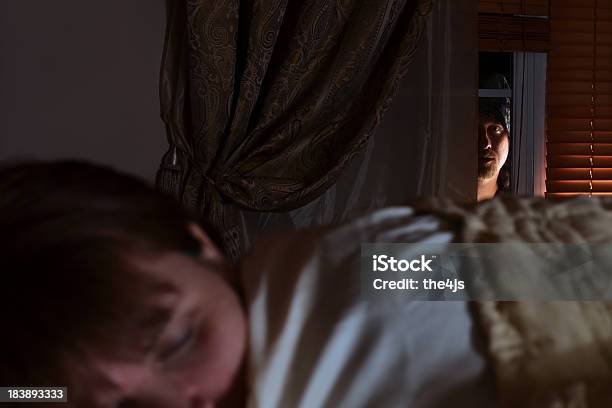 Window Prowler 38 Yo Sleeping Woman Stock Photo - Download Image Now - Stalker - Person, Men, Women