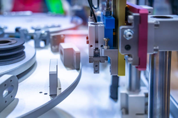istock Automatic industrial robotic robot working, industry 4.0 and technology concept 1838941138