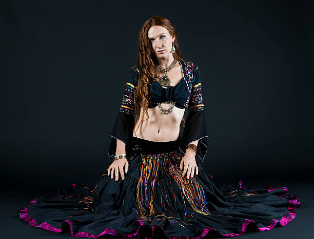istock Middle Eastern Dancer Posing In Colorful Costume 183894156