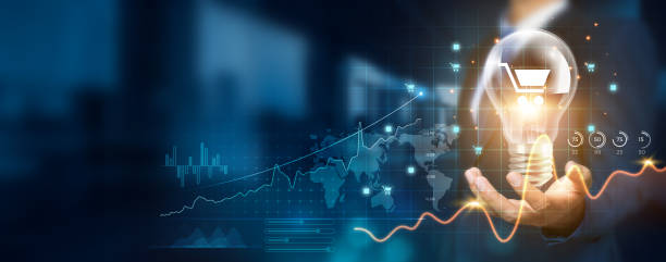 istock Businessman holding creative light bulb with growth graph and e-commerce icons. Advancing innovation technology to develop new strategies and solutions that enhance successful and profit in e-commerce 1838941673