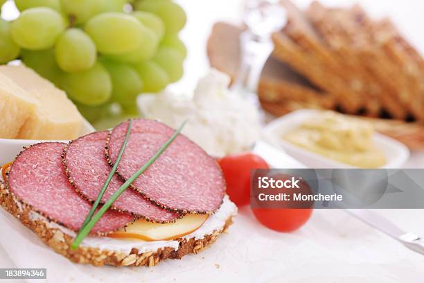 Pepper Salami And Smoked Cheese Sandwich Stock Photo - Download Image Now - Smoked Cheese, Bread, Breakfast