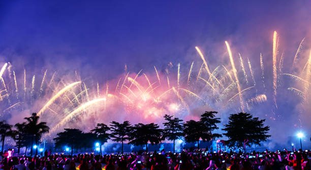 Beautiful fireworks in night sky