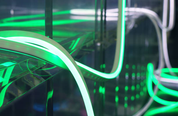 istock Green led neon flexible strip light curve shape. 1838977352