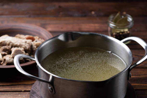 istock Boiled fatty broth in a saucepan 1838996479