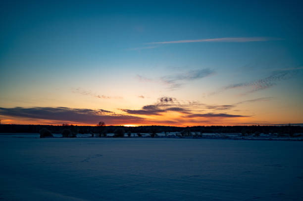 istock Sunrise over snowy fields in Hallsberg Sweden 1839002221