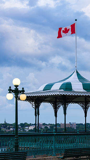 istock Frontenac Kiosk, Canadian flag, Quebec, Canada 183901256