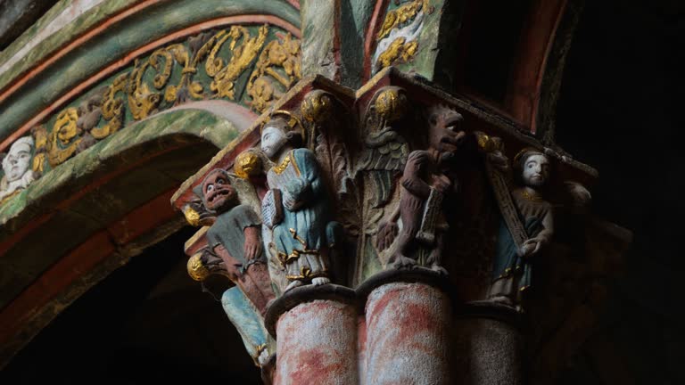 Medieval Carvings in Ourense Cathedral, Spain