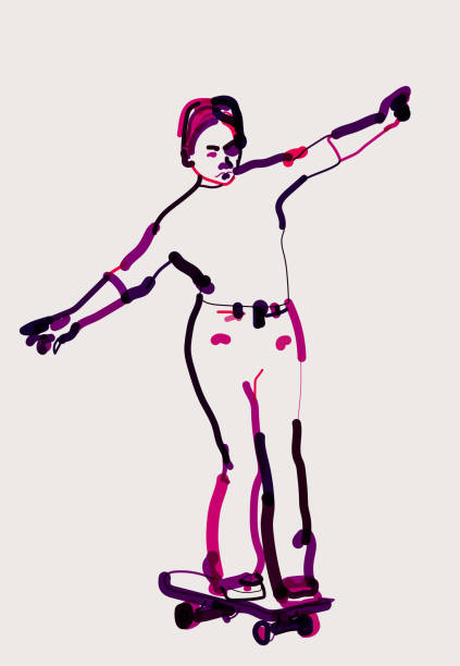 istock art hand drawing watercolors portrait skateboard Girl 1839019382
