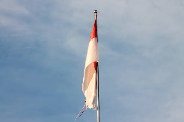 istock Old Indonesian flag on the wind 1839028062