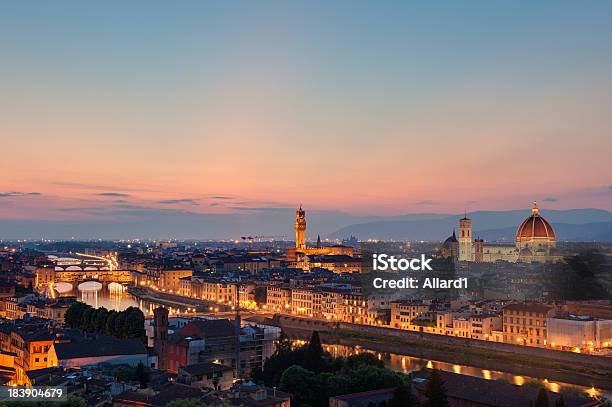 Skyline Of Florence Italy At Dusk Stock Photo - Download Image Now - Architecture, Arno River, Bridge - Built Structure