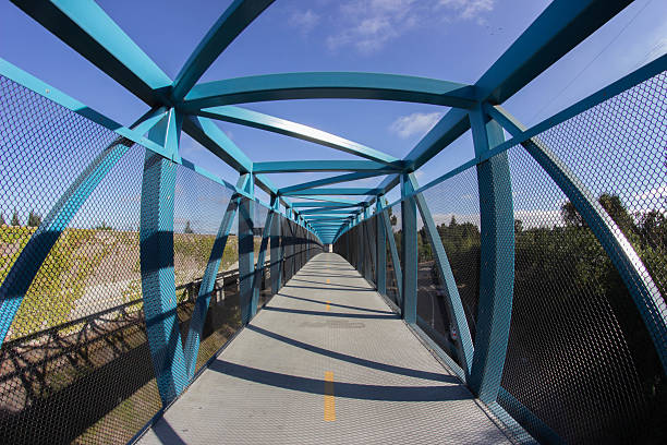 Blue passenger and bike bridge