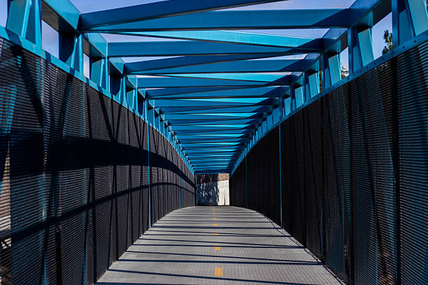 istock Blue passenger and bike bridge 183904739