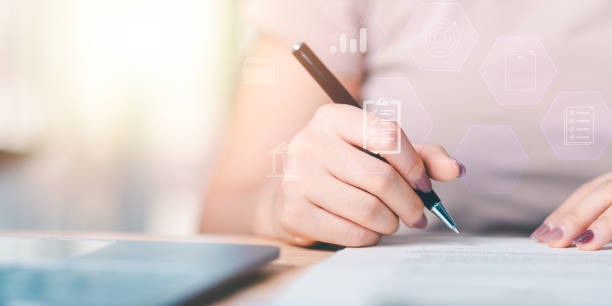 istock Accountant showing office document auditing concept ,plan review process and assess correctness ,Management of important document storage of organization ,document system ,accountant Audit documents 1839055445