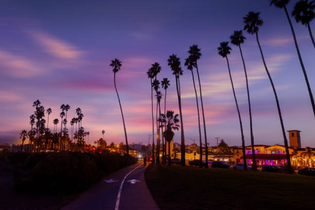 istock Santa Barbara harbor marina ships bay at sunset, California 1839111485