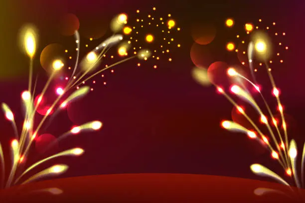 Vector illustration of Fireworks background with copy space, illustration vector.