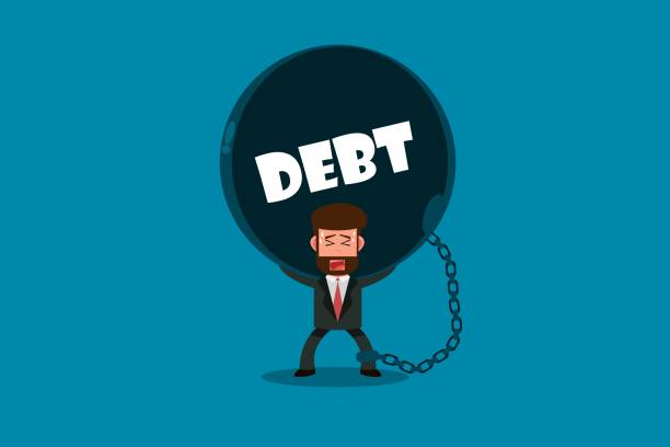 istock Businessman with carrying debt weight. Business Concept. Vector illustration 1839141538