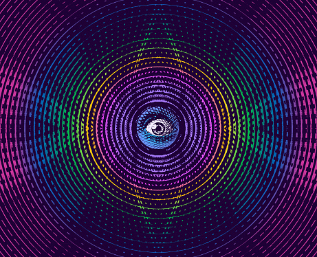 All seeing eye with Glitch Technique