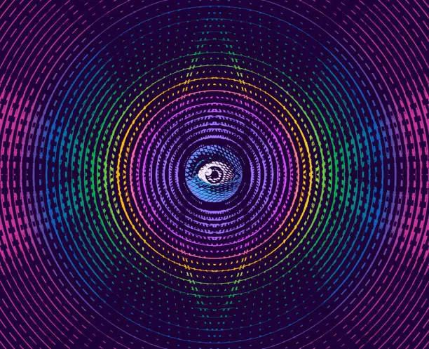 Vector illustration of All seeing eye with Glitch Technique