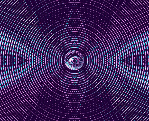 All seeing eye with Glitch Technique All seeing eye with Glitch Technique magic eye pattern stock illustrations