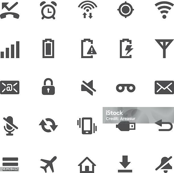Notification Icons Onetouch Basics Stock Illustration - Download Image Now - Icon Symbol, Telephone, Battery