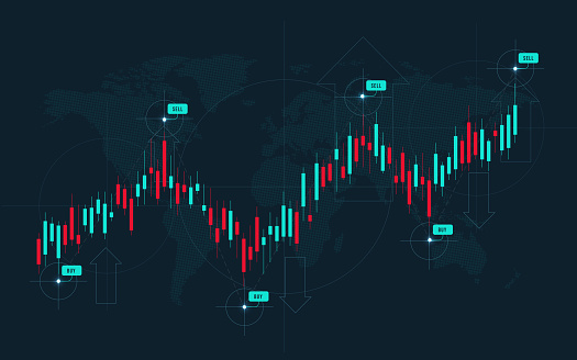 Stock market candlestick chart. Vector background stock illustration