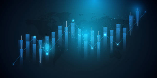 istock Illustration of investment or business chart on blue background 1839290090