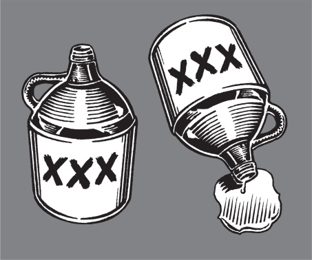 Pen and ink style illustrations of moonshine jugs. Check out my 