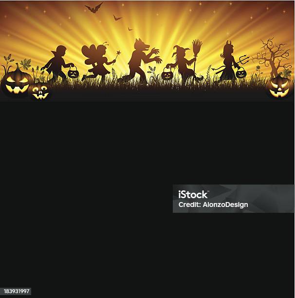 Halloween Trick Or Treaters Stock Illustration - Download Image Now - Halloween, Backgrounds, Costume