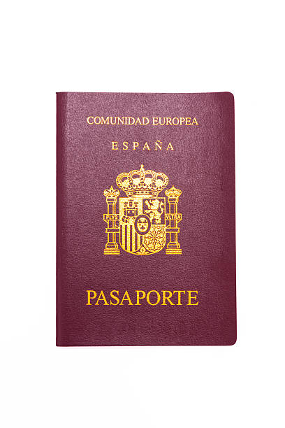 Spanish passport isolated on white stock photo