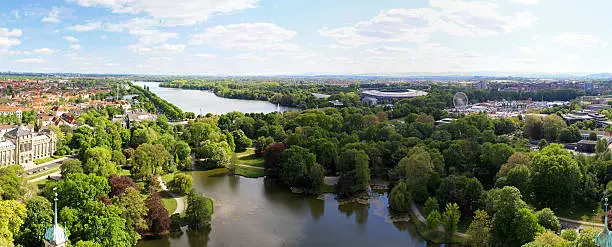 Aerial view of lake in Hannover Germany