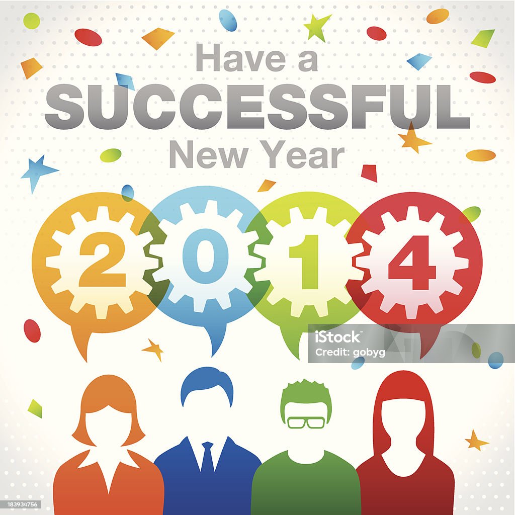 Erfolgreiches neues Jahr 2014-Teamwork Konzept - Lizenzfrei 2014 Vektorgrafik
