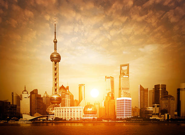 istock Shanghai skyline at sunrise 183937063