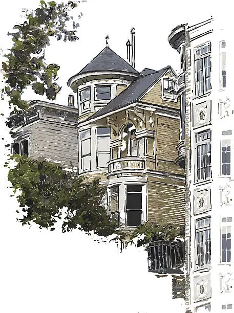 Vector illustration of victorian style house