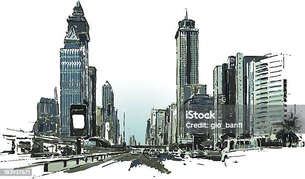 Dubai Skyline Stock Illustration - Download Image Now - Dubai, Watercolor Painting, Street