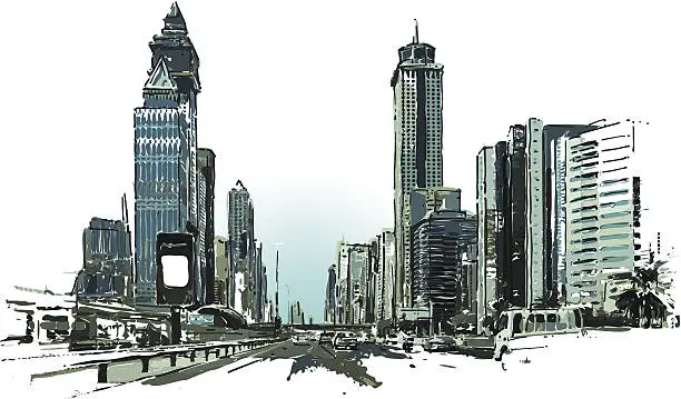 Vector illustration of Dubai Skyline