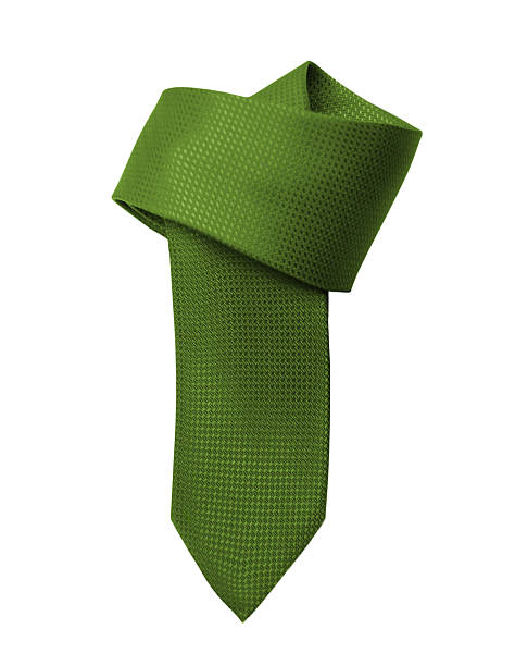 istock Green tie close up on white background 183938251