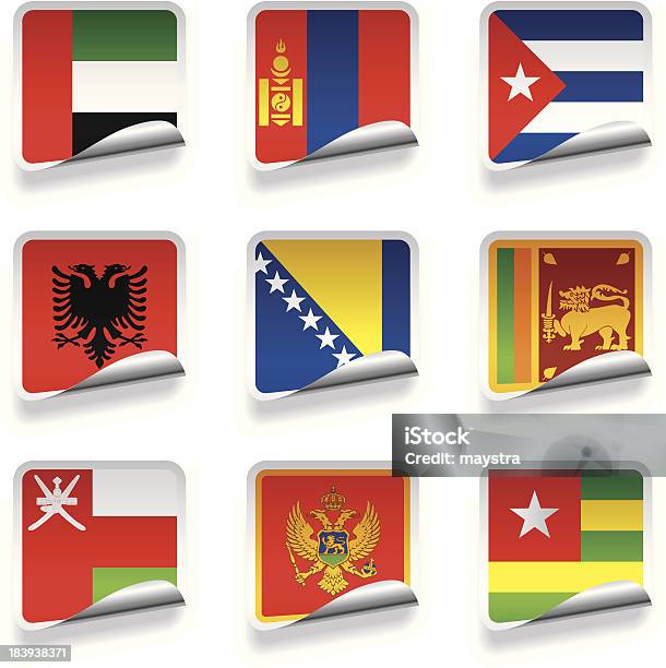 Vetores de Adesivo Flags e mais imagens de Albânia - Albânia, América Latina, Arábia