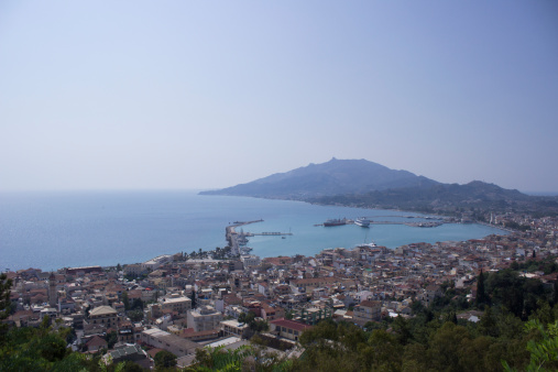 Zakynthos town and port view