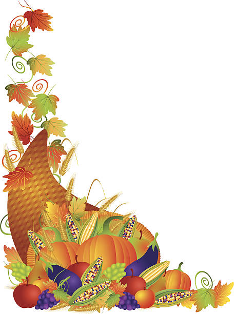 illustrazioni stock, clip art, cartoni animati e icone di tendenza di cornucopia di ringraziamento vigneti bordo illustrazione vettoriale - thanksgiving plum autumn apple