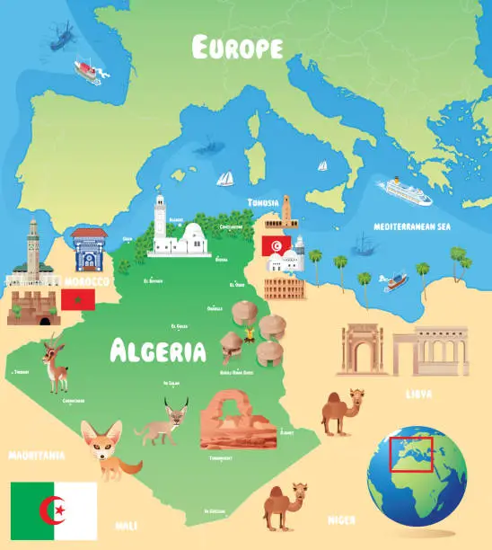 Vector illustration of North Africa Map, Algeria Map