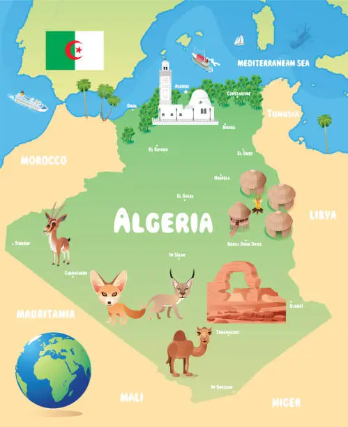 Vector illustration of Algeria Map