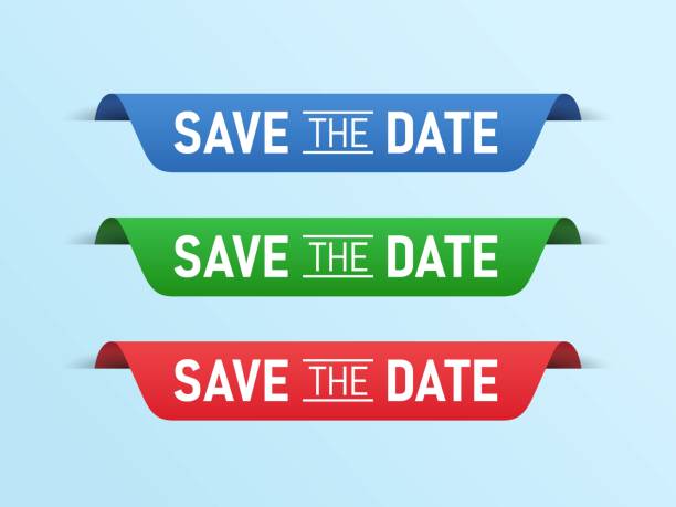 Save the date tag label bookmark illustration 02 Save the date tag label bookmark illustration reminder-stamp stock illustrations