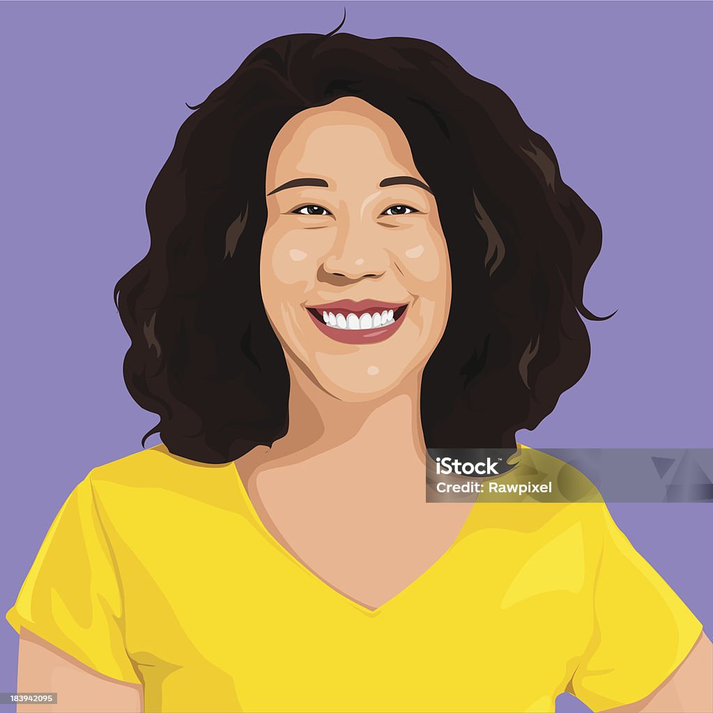 Illustration vectorielle de Portrait de femme heureuse - clipart vectoriel de Femmes libre de droits