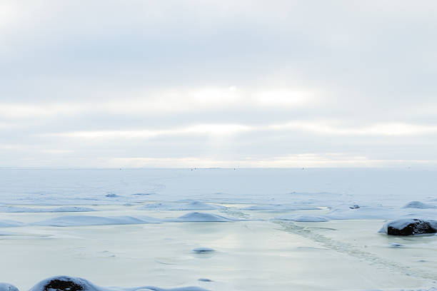 istock frozen Icy coastline of the bay 183943929