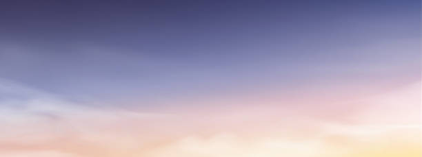 istock Sunrise Sky Background,Horizon Sunset Sky,Cloud with Orange,Yellow,Purple over Sea Beach,Vector Panoramic Summer Banner Beautiful in Nature Romantic Sky in Evening 1839439884