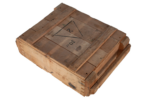 Army ammunition wooden crate. Text in russian weight - \